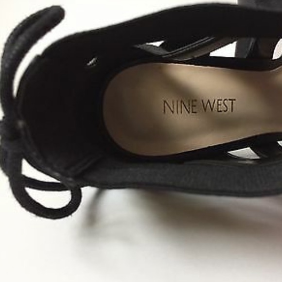 NINE WEST :Black Strap Leather Lace back Heel NWOT - Picture 5 of 8